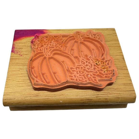 Pumpkins Wood Mounted Rubber Stamp by Canadian Maple Collections Fall Autumn - Picture 5 of 6